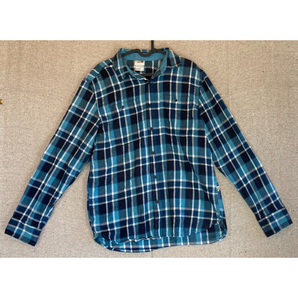 Mens Sz Medium THE NORTH FACE Plaid Flannel Blue White Long Sleeve Shirt - Picture 1 of 7